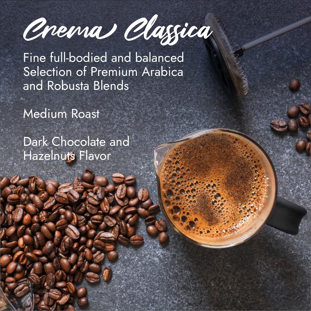 Caffè Borbone Whole Bean Coffee, Crema Classica, Medium Roast, Arabica and Robusta Blend - Roasted and Freshly Packaged in Italy - 2.2 Pound Bag (pack of 6) - Blissbrew