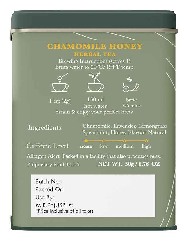 Luxmi Estates Chamomile Honey Loose Leaf Tea 50g/1.76oz (25 Cups) for Relaxation & Calm | Caffeine Free