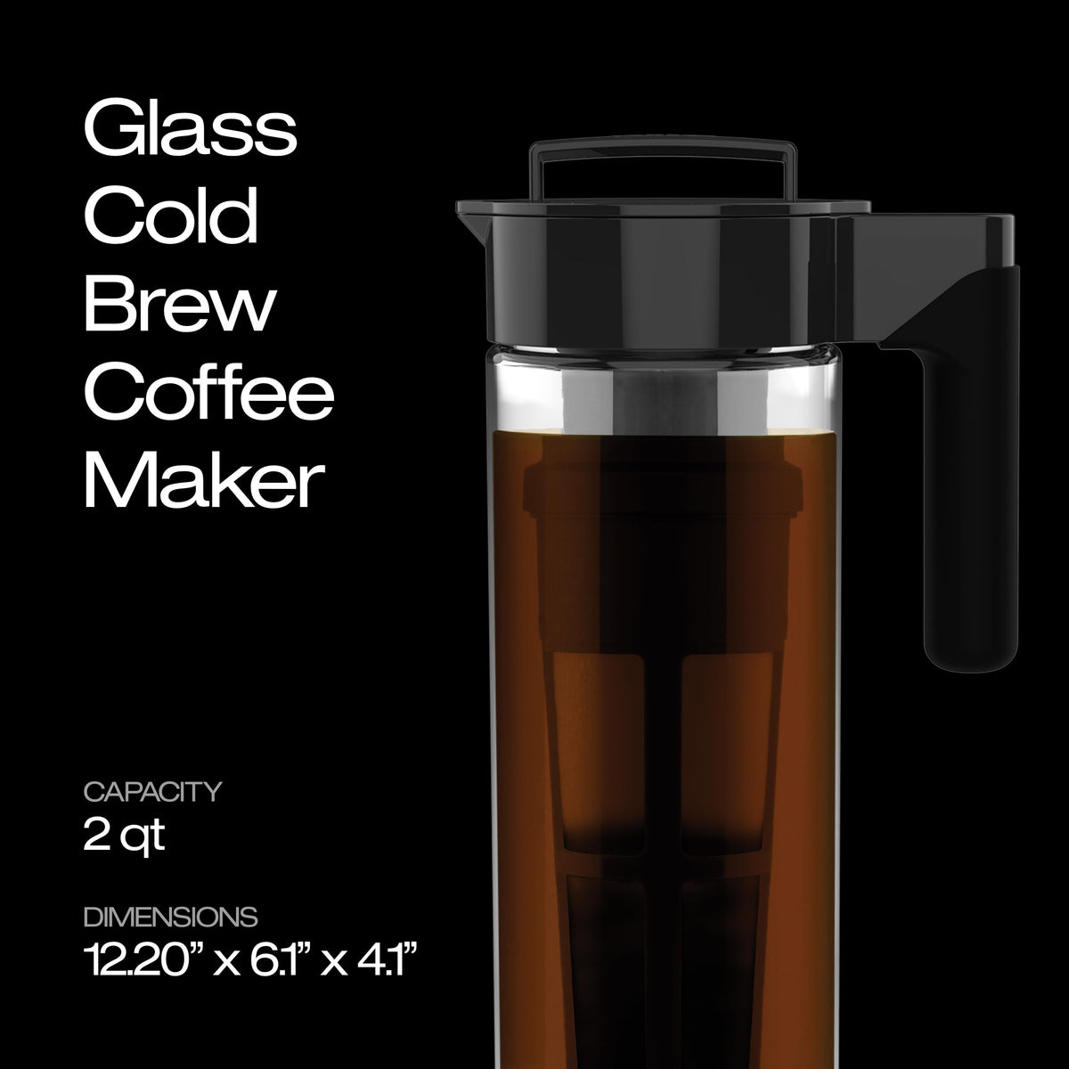 Glass cold brew pitcher with airtight lid