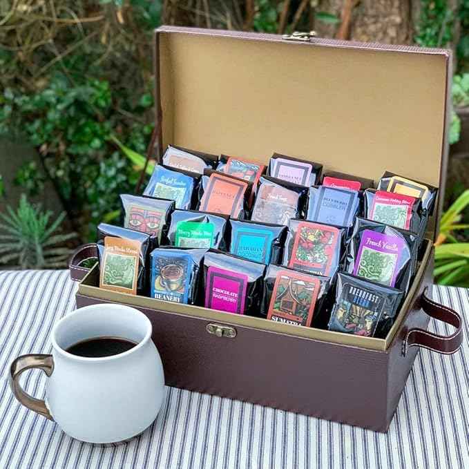 Coffee Trunk of Samplers, 20(1.75oz) Sample Bags, Light-Medium Roast, Gourmet Coffee Gift