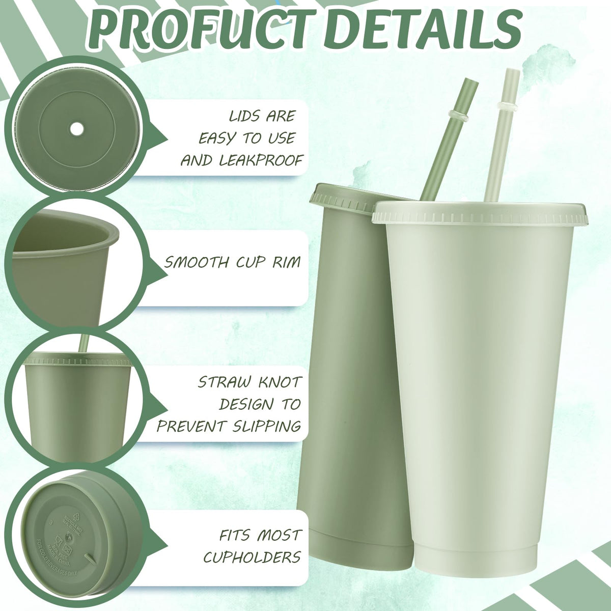 24 oz plastic tumbler with lid and straw