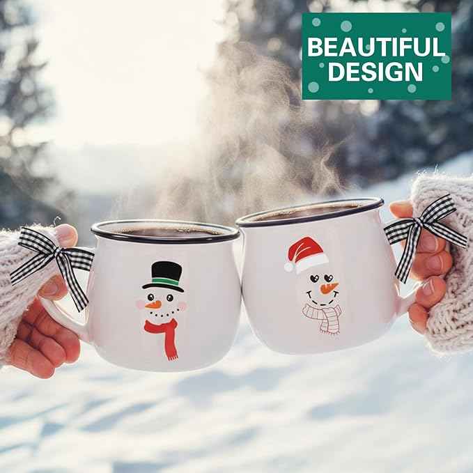 Jinei Set of 6 Christmas Coffee Mugs Gift, 12 oz Hot Cocoa Ceramic Cup for Holiday Milk Tea Mugs Coffee Bar Decoration Christmas Gift for Mom Woman Family Friend (Snowman)