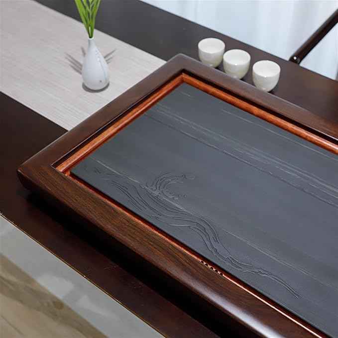 Tea Set Natural Green Sandalwood Stone Tea Tray Ebony Solid Wood With Household 75cm Rectangular Office Living Room Tea Tray Table Chinese Tea Set