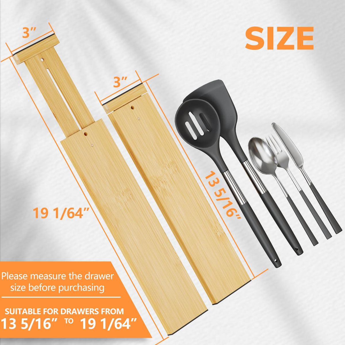 Bamboo Expandable Drawer Dividers (4 Count)
