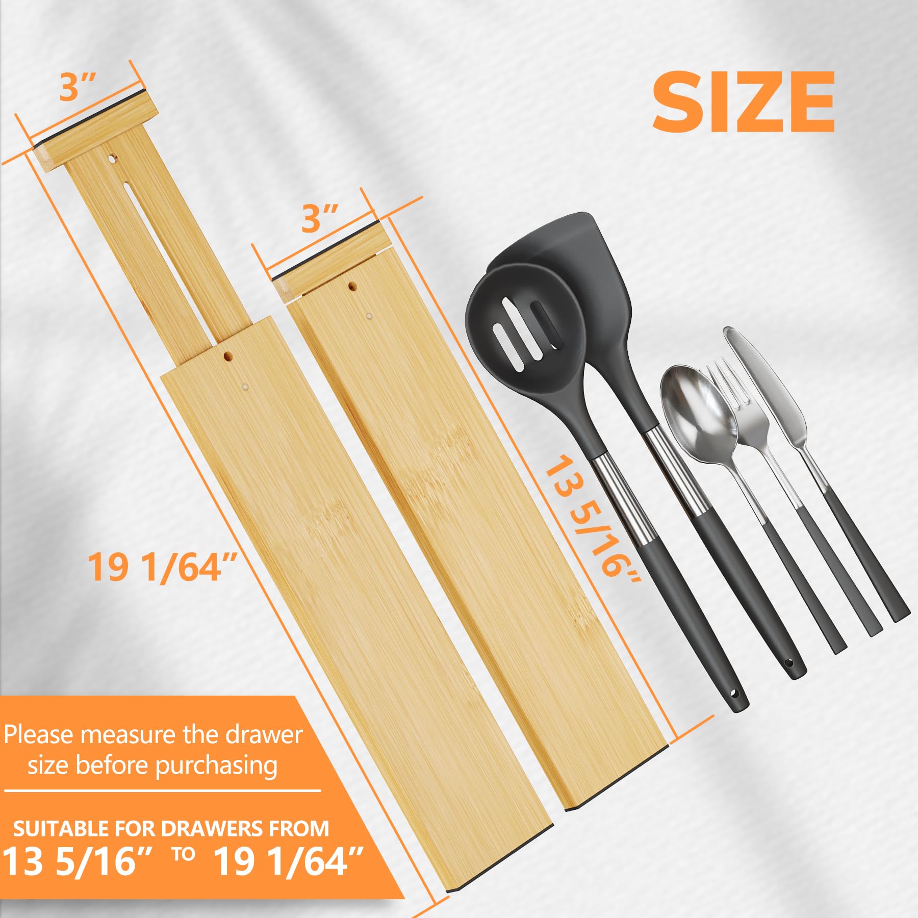 Bamboo Expandable Drawer Dividers (4 Count)