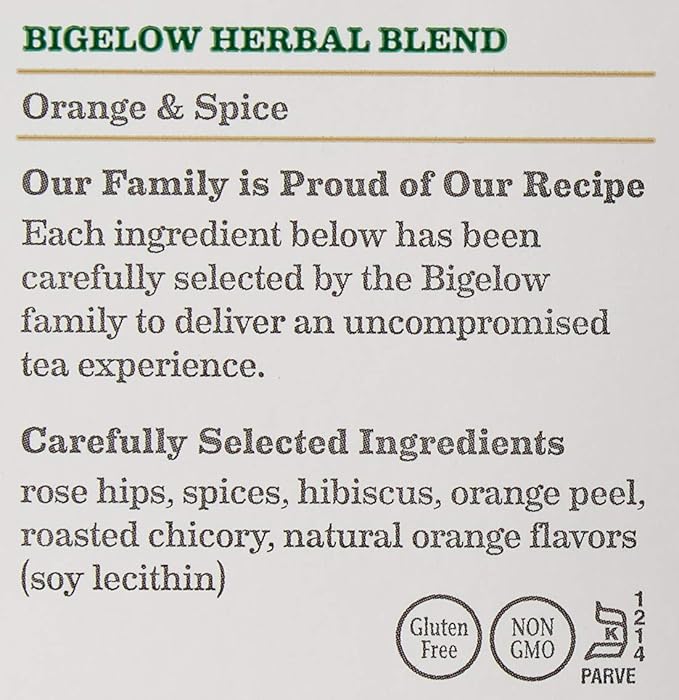 Bigelow,Orange & Spice Herbal, Caffeine Free Tea with Orange and Herbs, 240 Total Tea Bags, 20 Count Box (Pack of 12)