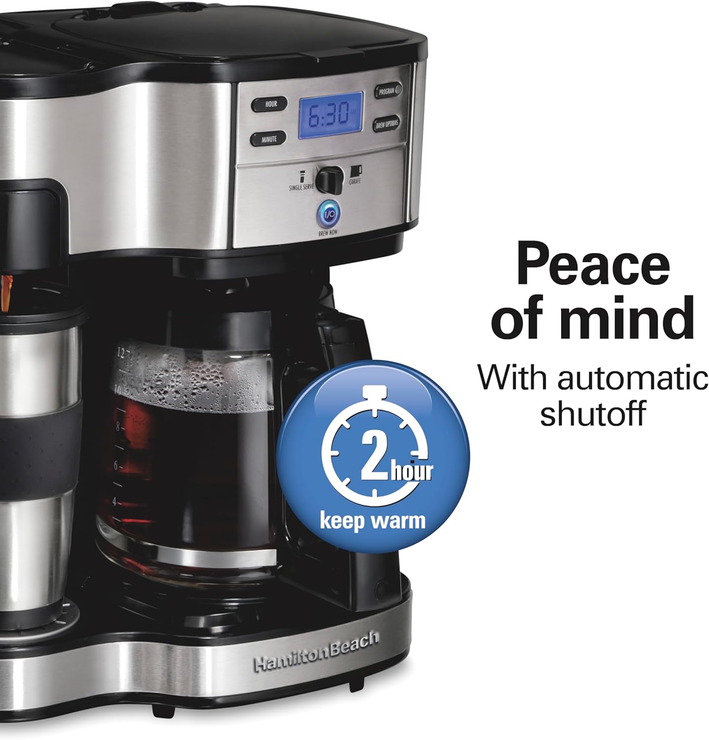 Hamilton Beach 2-Way 12 Cup Programmable Drip Coffee Maker & Single Serve Machine, Glass Carafe, Auto Pause and Pour, Black (49980R) - Blissbrew