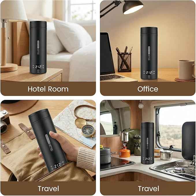 Portable Electric Kettle （120V）, Travel Tea Kettle, 316 Stainless Steel Premium Liner, 4-speed Temperature Adjustment with Auto Shut-off and Boil-Off Protection black