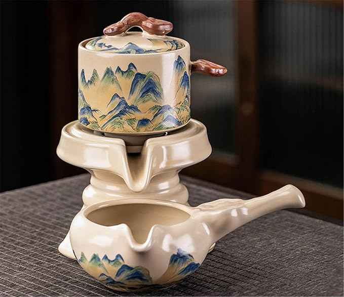 Ru Kiln Automatic Gongfu Tea Set, Rotating Pouring Teapot-suit1