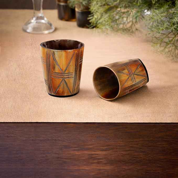 Handicrafts Home Viking Horn Shot Glasses Set of 8, Handmade Natural Ox Horn, Rustic Viking Drinkware Whiskey Shot Cups, Father’s day Gifts, Birthday Gifts for Men, Gifts for Dad, Room Decor for Men