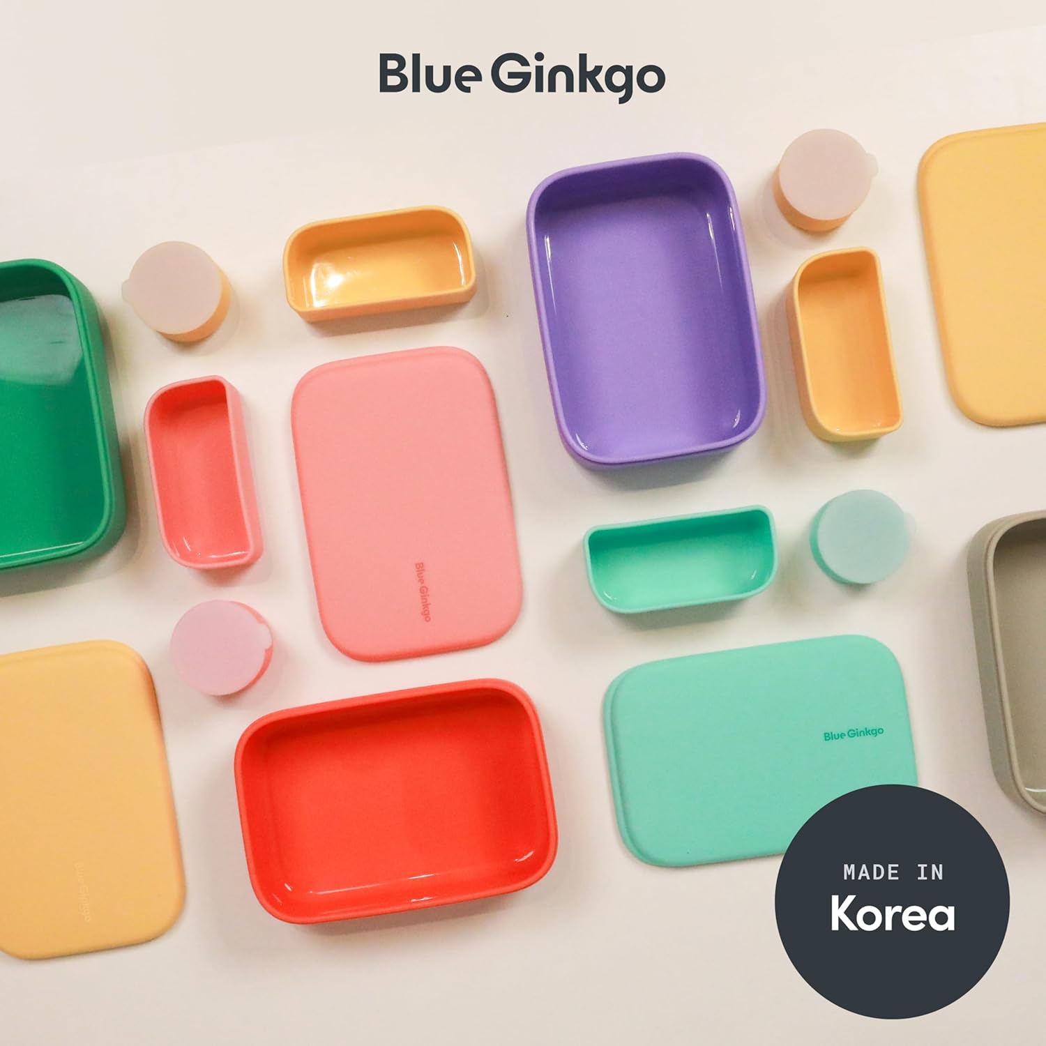 BLUE GINKGO Silicone Lunch Box Set – Durable Heavy-Duty Silicone Bento Box, Microwave, Freezer, Dishwasher Safe – Airtight, BPA Free (Made in Korea, Green) - Blissbrew
