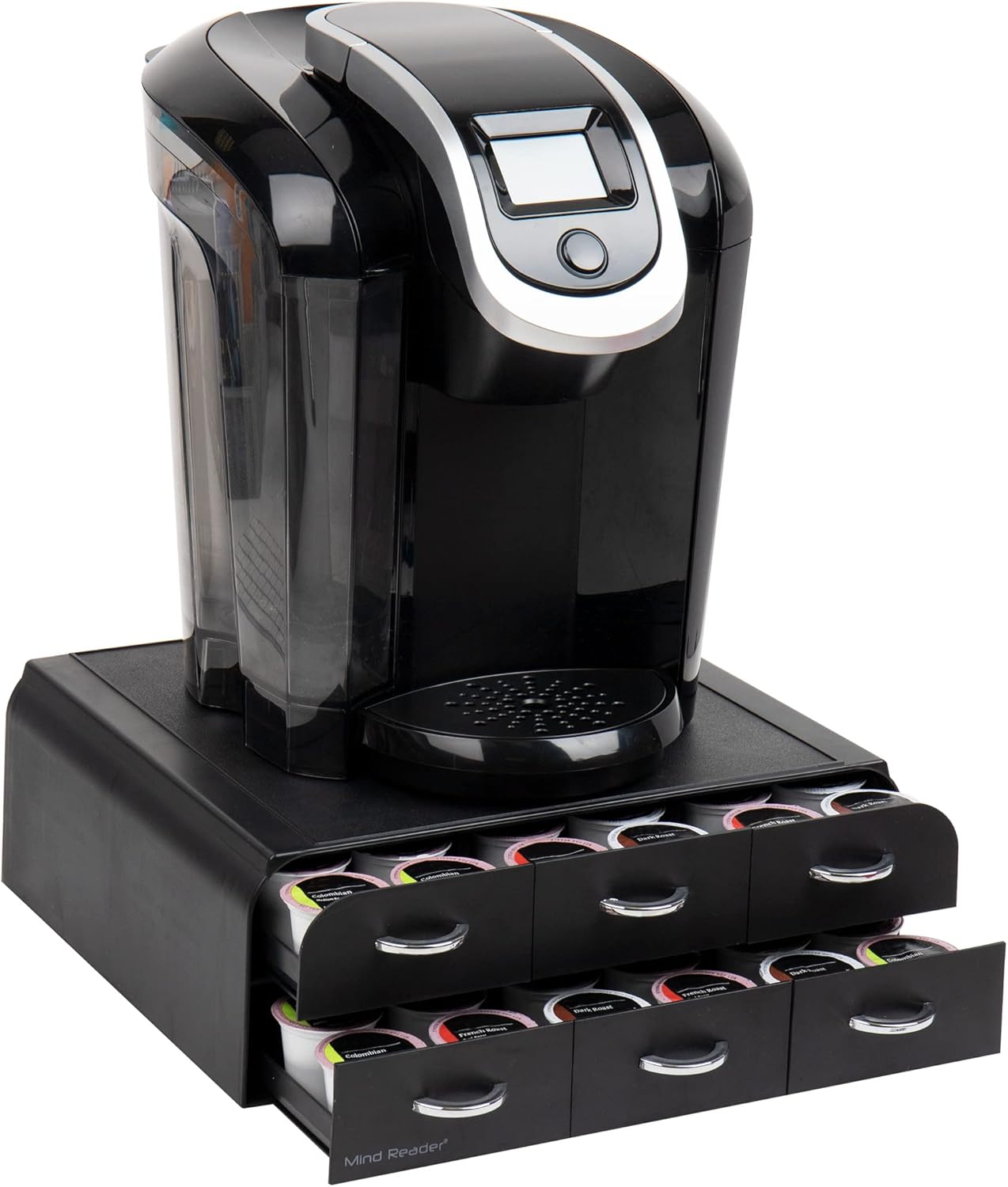 Mind Reader Single Serve Coffee Pod Organizer with 2 Drawers, 72 Pod Capacity, Countertop, 14