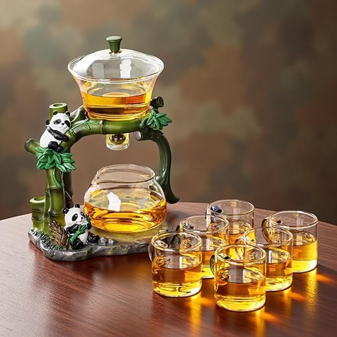 Glass Teapot with Infuser Chinese Gongfu Tea Set Magnetic Semi Automatic Design for Loose Leaf Tea