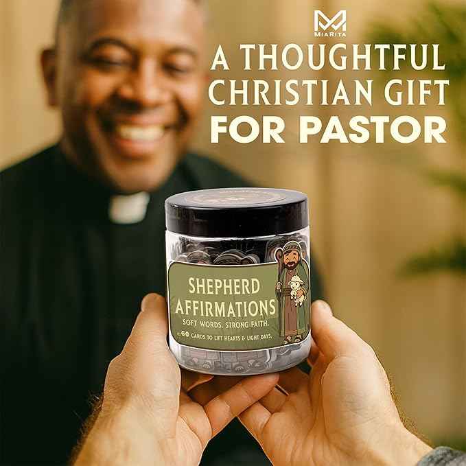 Shepherd Affirmations Jar – Christian Faith & Encouragement Jar with 60 Inspirational Messages, Religious Christmas Gifts for Women, Men, Pastor Appreciation or Spiritual Comfort Gifts, Christian Home Decor