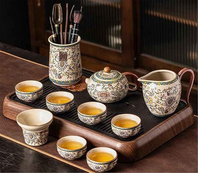 Ru Kiln Enamel Gongfu Tea Set, Gaiwan and Teacup Collection-suit17