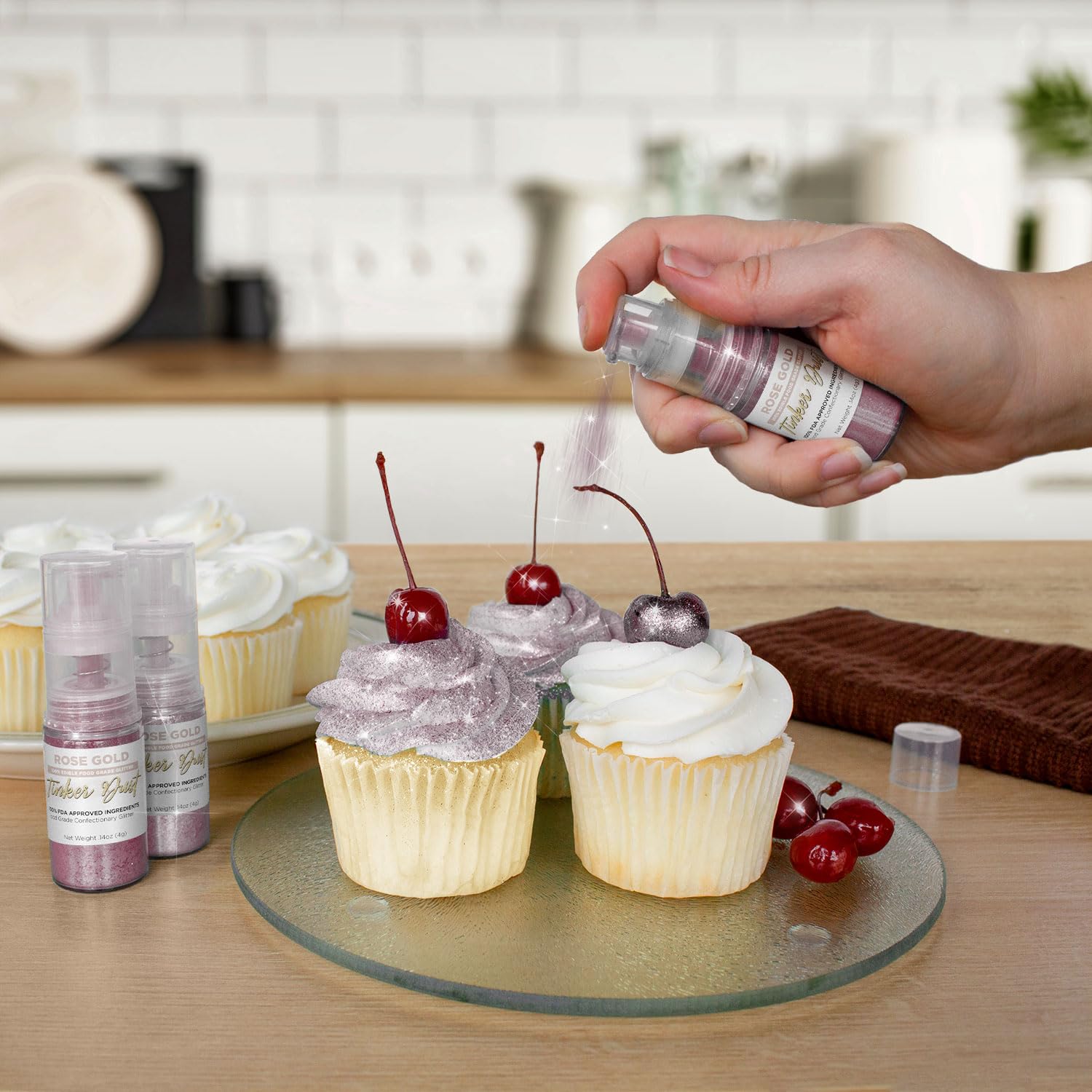 Bakell - Rose Gold Tinker Dust (4g, 1x Mini Spray Pump) Edible Glitter for Food, Desserts, and Beverages!