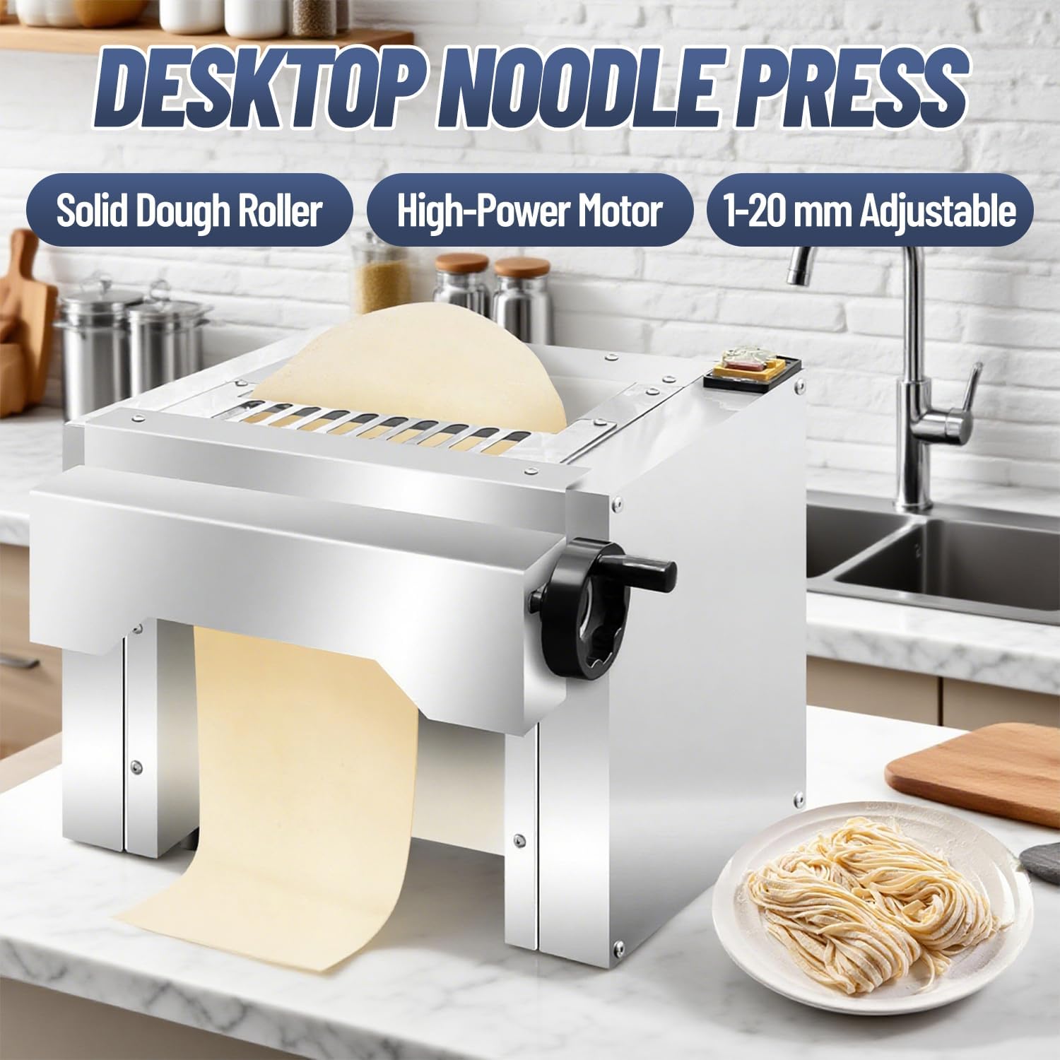 Electric Dough Roller Sheeter, Table Top Pizza Dough Press Mahcine, Commercial Press Machine,Pastry Sheeter Maker for Baking, For Making Pastries, Croissants, Pies,Cookies, Pizzas, Etc.