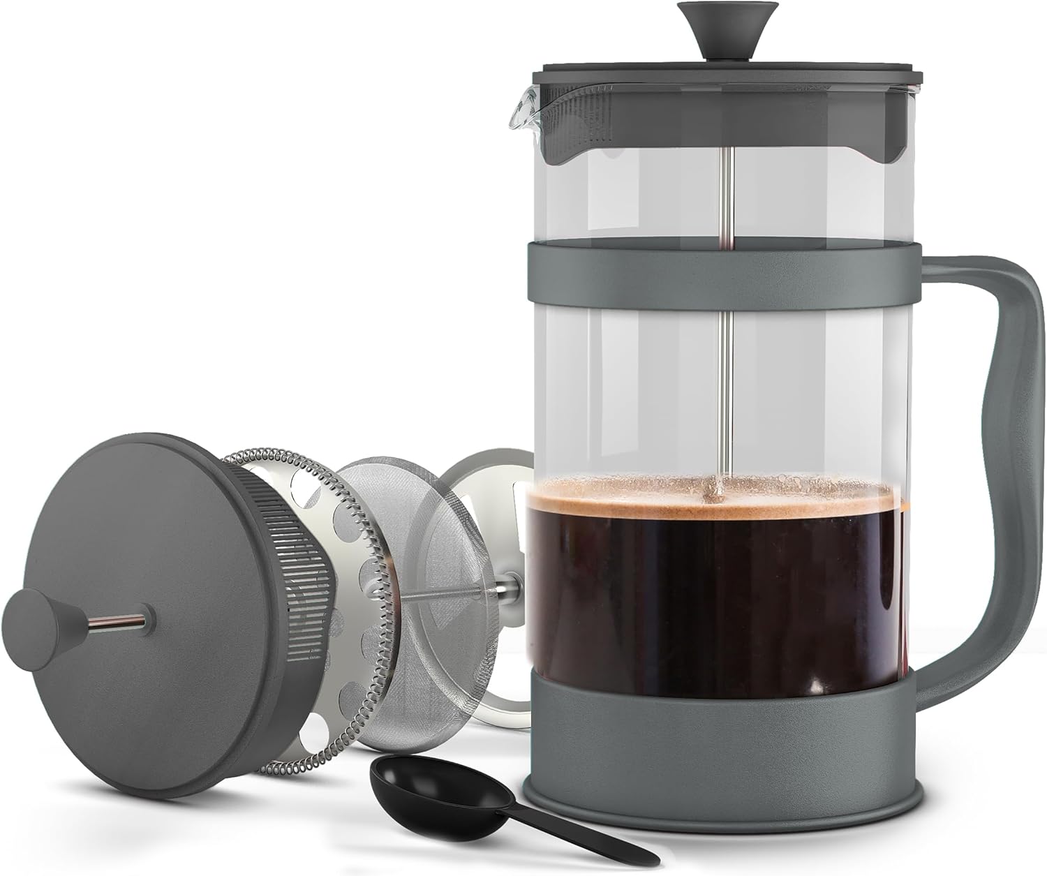 Utopia Kitchen 12 Ounce 0.35 Liter French Press Coffee Maker, Tea Maker, Travel Coffee Presses, Heat Resistant Thickened Borosilicate Coffee Pot for Camping Travel Gifts, Grey Pack of 1 - Blissbrew