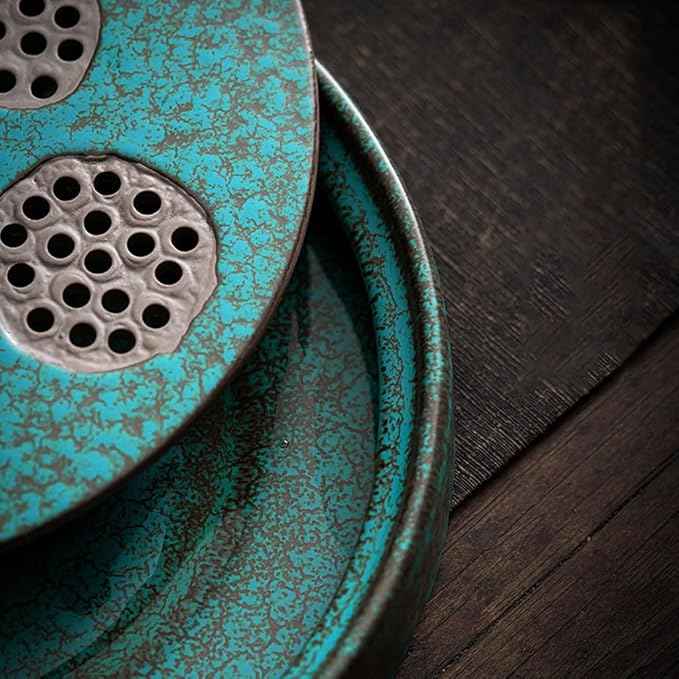 Tea Set Creative Design Round Large Ceramic Dry Tea Tray Kung Fu Tea Set Pot Holder Tea Ceremony Tea Holder Chinese Tea Set