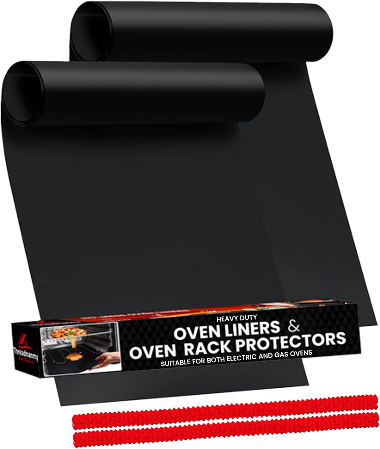 Oven Liners for Bottom of Oven Black (2-pack) Bundled with Rack Shield (2-pack) - Large Mat for Bottom of Stove (17