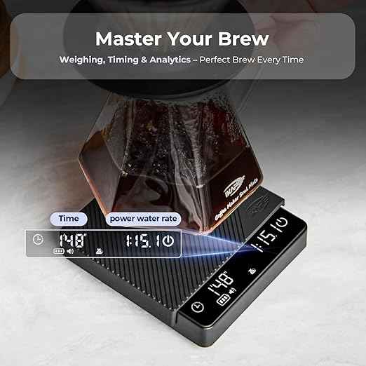 IKAPE Espresso Coffee Scale with Timer, 2kg/0.1g High Precision Digital Scale with Silicone Mat, 4 Modes in One, LED Display, Auto-Tare, for Kitchen, Cooking, Espresso, Pour Over Coffee