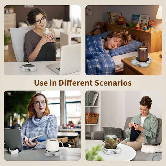 VOBAGA Coffee Mug Warmer with 3-Temp Settings, Coffee Cup Warmer with Auto Shut Off, Smart Mug Warmer for Travel Office Desk Candle, Coffee Warmer for Coffee Gifts Coffee Accessories for Women Men