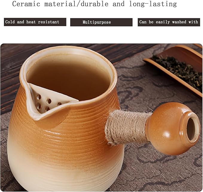 Stove Teapot Kettle， Chinese Ceramic Pottery Teapot For Cooking,The Stove Teapot For Coffee，Charcoal Grill Stove BBQ， Loose Leaf Tea, Milk, And Tea Bag(600ML）