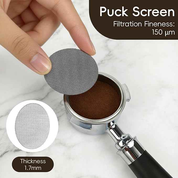 7 Pcs 51mm Espresso Tamper Tools Accessories Kit for Coffee WDT Tool Accessories Set Coffee Tamper Set with Wood Espresso Tamping Station Distributor Dosing Funnel Stirrer Brush Puck Screen -51mm