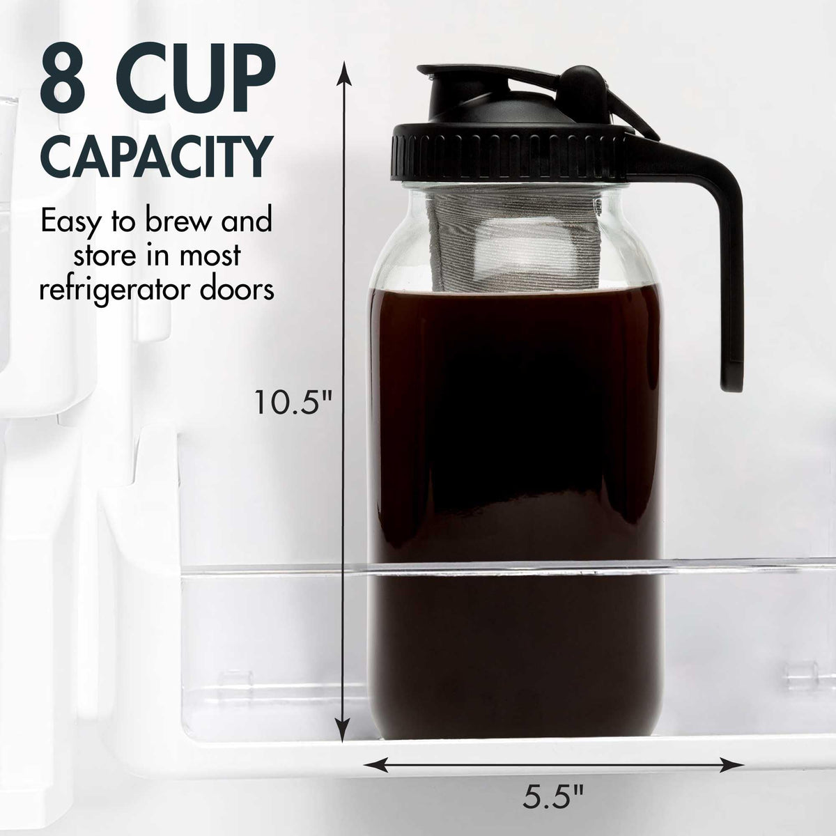 Glass pitcher with removable filter for infusing water