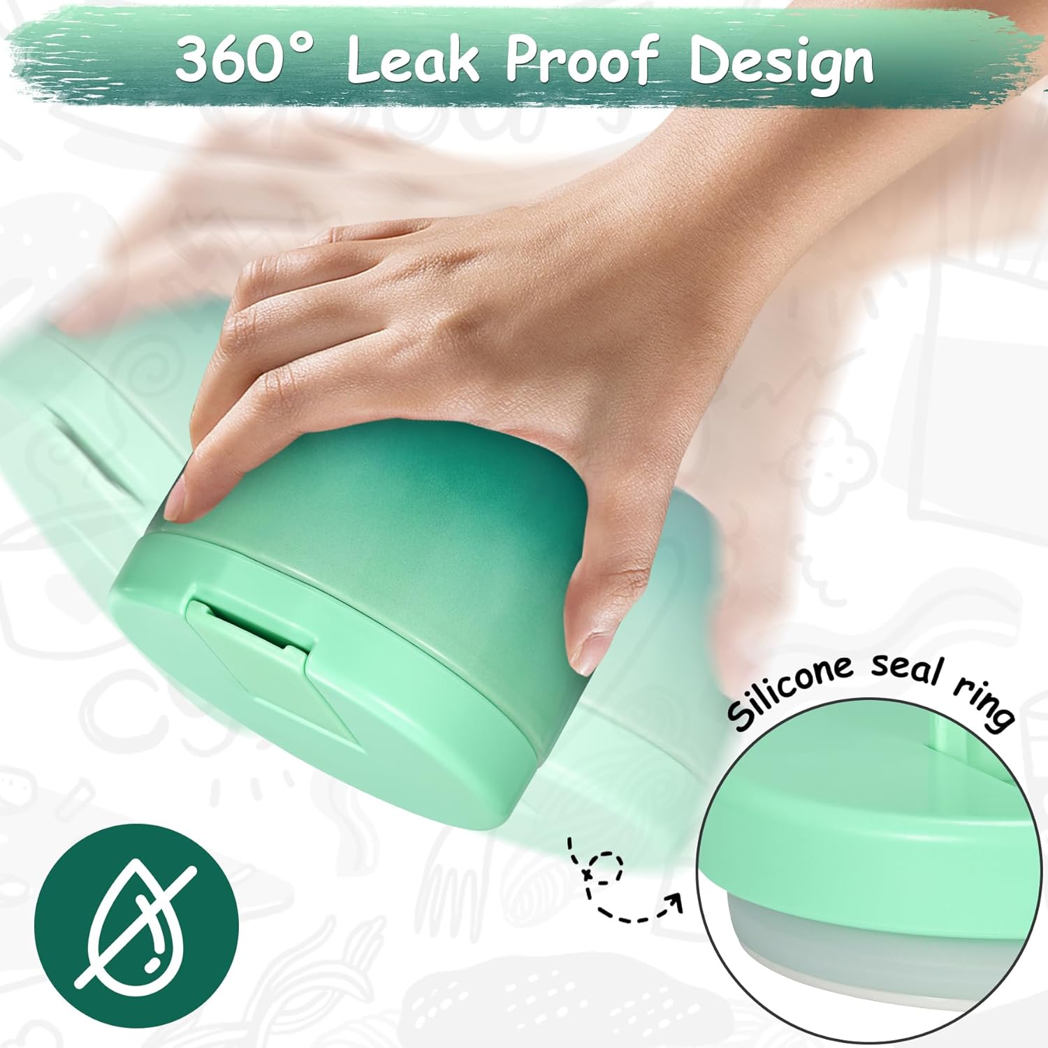 12oz Insulated Vacuum Food Jar with Buckle Lid Wide Mouth Soup Thermo for Hot Food Kids Leakproof Stainless Steel Lunch Container (Gradient Green, 12OZ) - Blissbrew