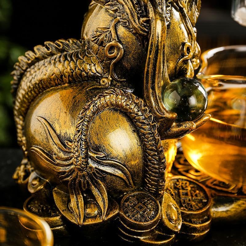 Glass Teapot Set with Infuser Semi Automatic Dragon Tea Set with 6 Small Cups