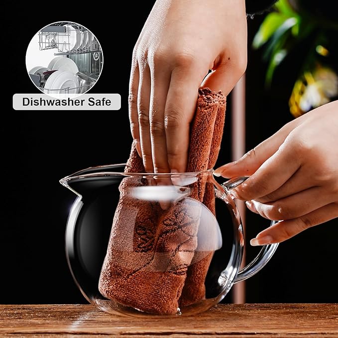 PARACITY Glass Teapot Stovetop 50 OZ/1500ml, Tea pot with Removable 18/8 Stainless Steel Infuser, Borosilicate Clear Tea Kettle, Teapot Blooming and Loose Leaf Tea Maker Tea Brewer for Camping, Travel
