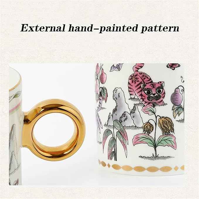 Coffee Mugs 360ML Cute and Funny Little Tiger Design Mug Bone China Cup Coffee Cup Milk Cup Tea Cup Gift for Friends Mug Set