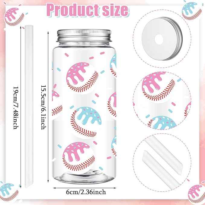Vesici 24 Pcs Ice Cream Drip Baseball Cups 14.2oz Tumbler Cups with Lids and Straws Bulk Baseball Drip Party Gifts Favor Ice Cream Plastic Reusable Cup for Sports Theme Party Team Gifts