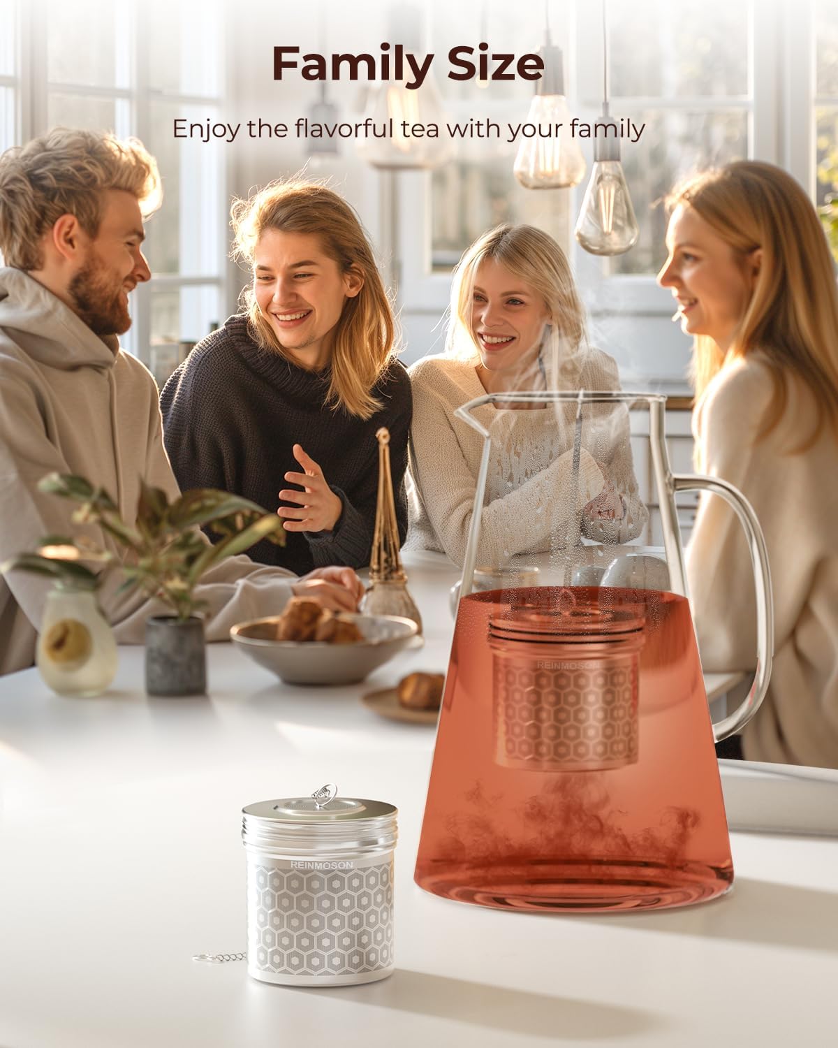Reinmoson Extra Large Tea Infuser for Loose Tea & Spice Infuser for Cooking, Extra Fine Mesh Tea Strainers, 304 Stainless Steel Steeper for Black Tea, Rooibos, etc