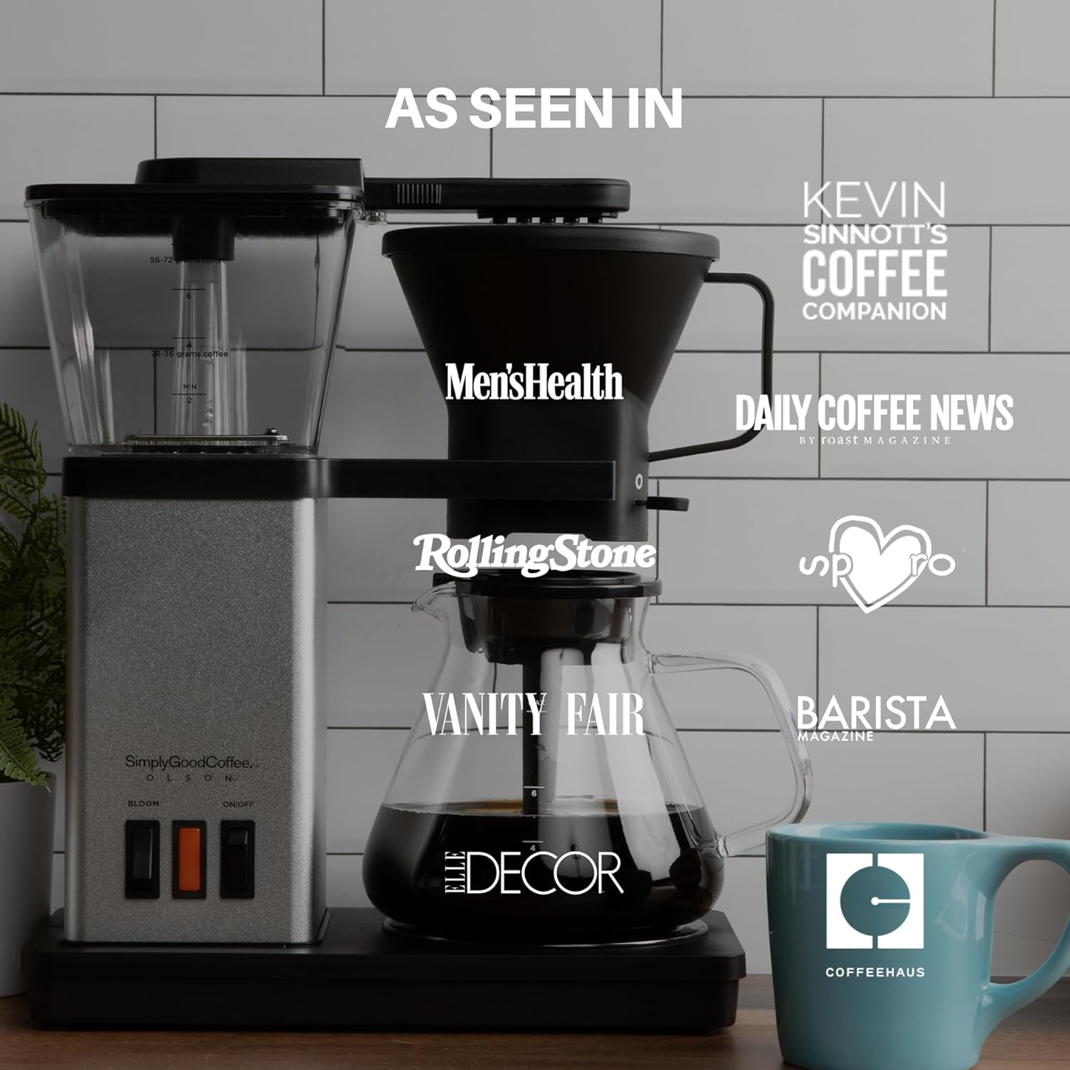 SimplyGoodCoffee Coffee Maker / Coffee Machine. 8 Cup Automatic Drip Pour Over Coffee Brewer. Easy To Use, Gold Cup Standard. Black/Stainless Steel - Blissbrew