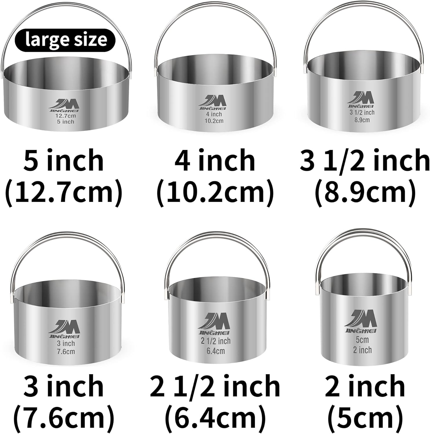 Biscuit Cutter Set for baking 2inch 2.5inch 3inch 3.5inch 4inch 5inch large size Round Cookies Cutter with Handle Professional Baking Dough Tools 6pcs set