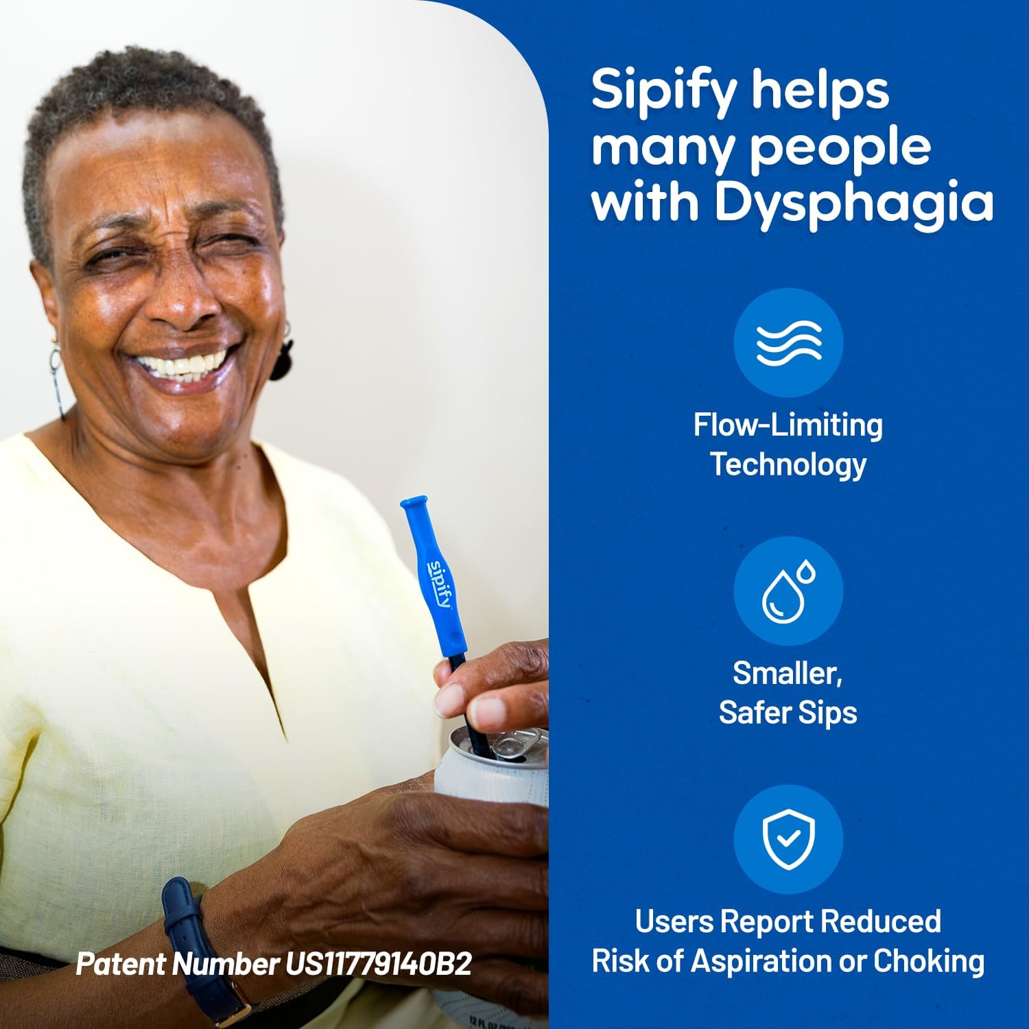 Flow-Limiting Dysphagia Straw for Safe Drinking | Adaptive Drinking Aids for Elderly & Dysphagia Patients | Reusable Stainless Steel Straw with Soft Silicone Tip | Dishwasher Safe | 2 Pack