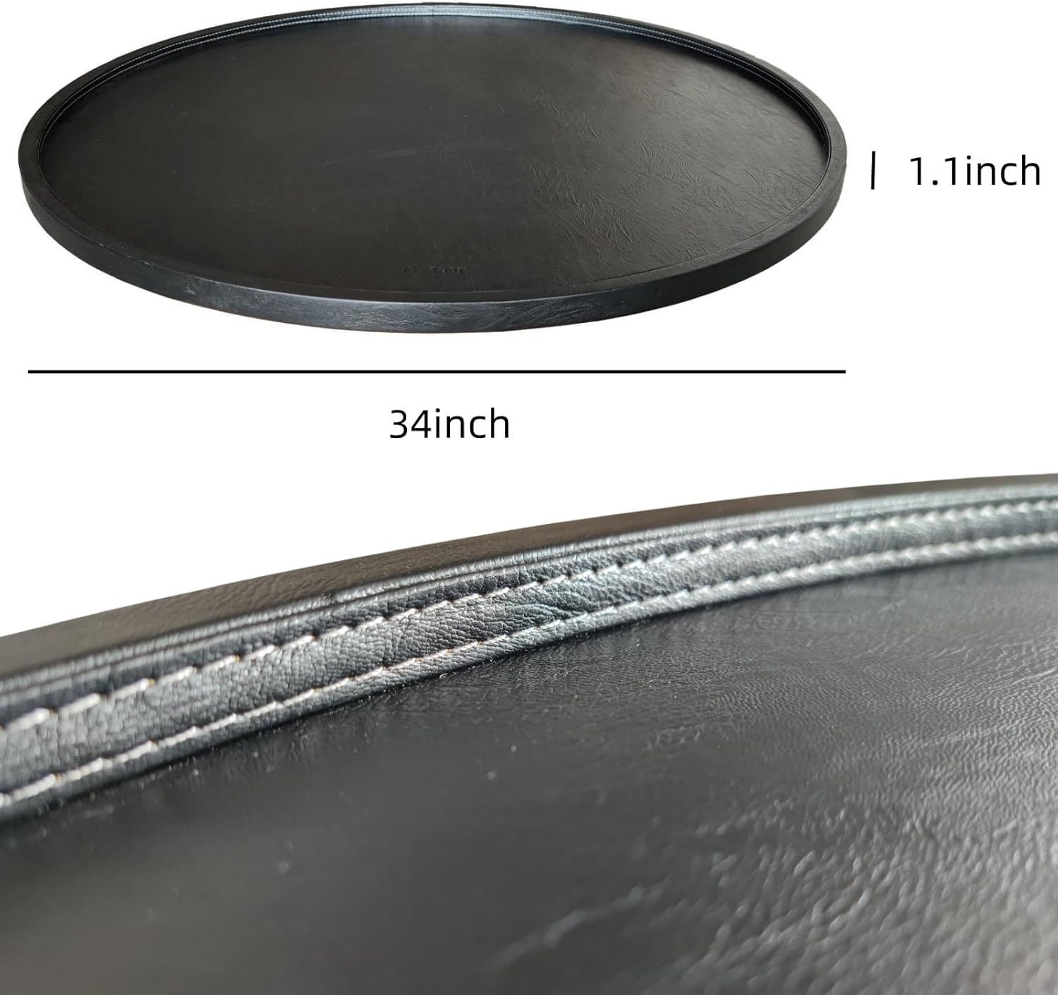 34 * 34 High-End Light Luxury Leather Round Oversized Tray - Ottoman Coffee Food Serving for Family Dinner, Outdoor Picnic & Party Essentials | Versatile Home Decor Tray (34 inch Black)