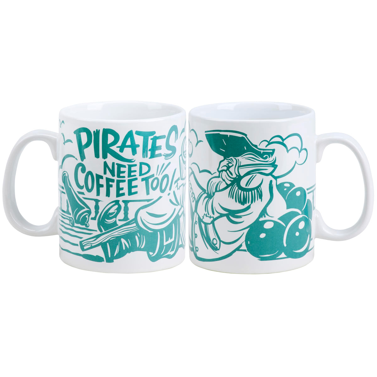 18 oz stoneware pirate coffee mug front view