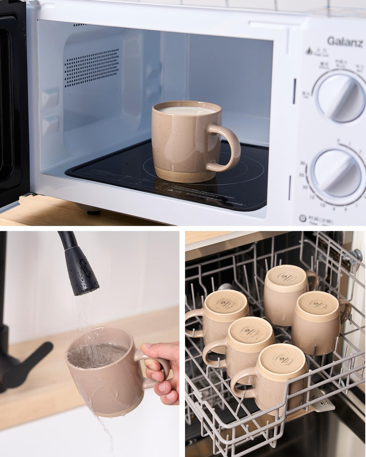 Six-piece stoneware mug set for hot drinks