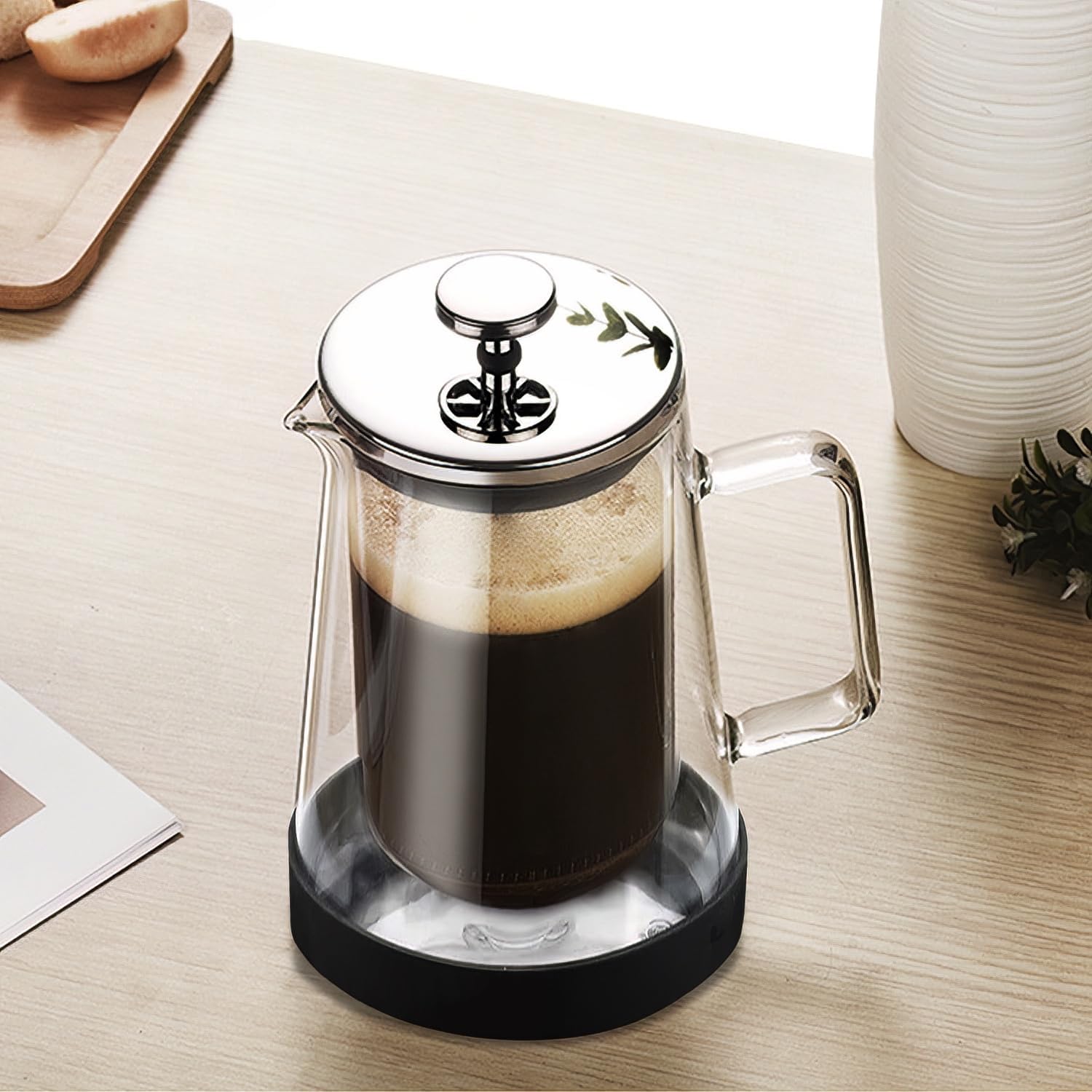 French Press Coffee Maker 34Oz - Double-Wall Insulated Borosilicate Glass - Ergonomic Handle - Coffee Gift - Tea & Coffee Press - Blissbrew