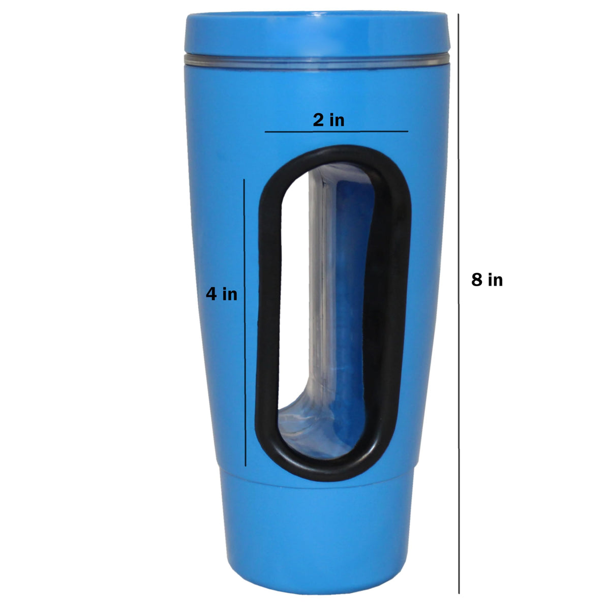 Blue hand-in mug with no external handle