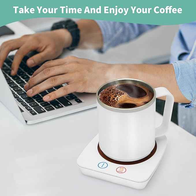 VOBAGA Mug Warmer, Coffee Warmer with 15OZ Mug Set for Home Office Home Desk, Coffee Cup Warmer with 3 Temperature Settings for Tea, Cocoa with Auto Shut Off for Holiday Birthday Coffee Gifts