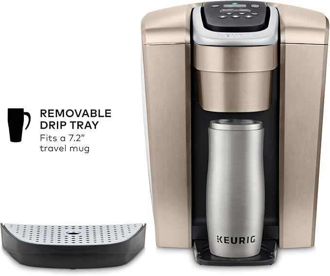 Keurig K-Elite Single Serve K-Cup Pod Coffee Maker, with Strength and Temperature Control, Iced Coffee Capability, 8 to 12oz Brew Size, Programmable, Brushed Gold