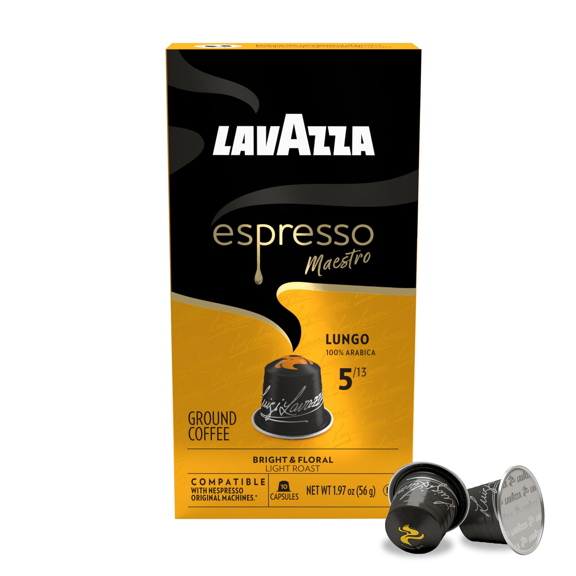 Espresso Maestro Lungo Aluminum Capsules Compatible with Nespresso* Original Machines (60 Count)