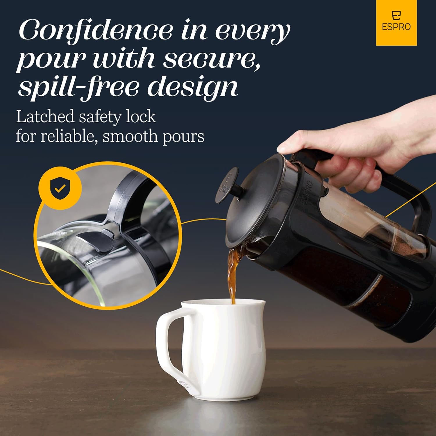 ESPRO - P3 French Press Coffee Maker – Patented Double Microfilter for Sludge and Grit Free Coffee, Black, 18 oz - Blissbrew
