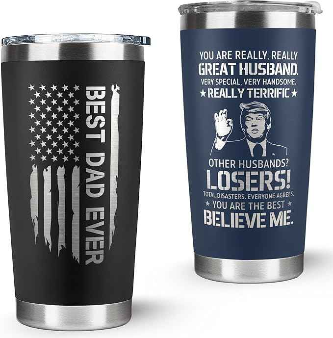 Father Day Gift Bundle for Dad, Husband - Birthday Gifts for Dad from Daughter, Son - Anniversary Husband Gifts from Wife - 20 Oz Stainless Steel Tumbler Set