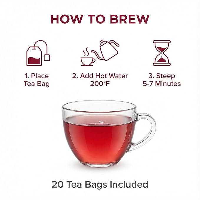 Andonisus Hibiscus Tea Organic, Caffeine Free, Antioxidant-Rich, 20 Tea Bags (2pcs)