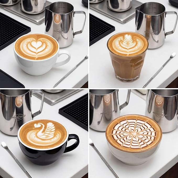 12oz Stainless Steel Milk Frothing Pitcher with Precision Spout and Measurement Markings for Espresso and Cappuccino, Silver